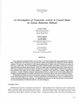 An Investigation of Neotectonic Activity in Coastal Maine by Seismic Reflection Methods