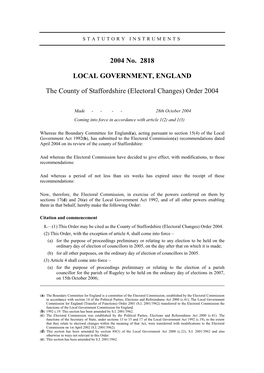 2004 No. 2818 LOCAL GOVERNMENT, ENGLAND The