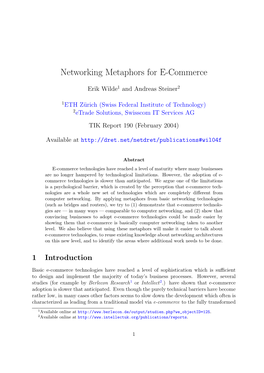 Networking Metaphors for E-Commerce