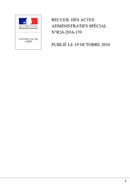 Recueil Des Actes Administratifs Spécial N°R24-2016-159 Publié Le 19