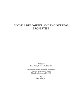 Shore-A Durometer and Engineering Properties