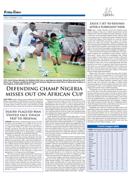 Defending Champ Nigeria Misses out on African