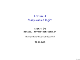 Lecture 4 Many-Valued Logics