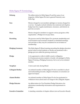 Delta Sigma Pi Terminology