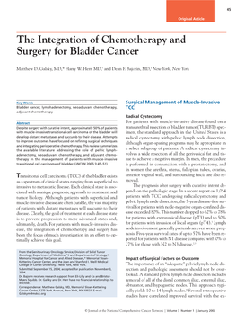 The Integration of Chemotherapy and Surgery for Bladder Cancer