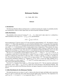 Boltzmann Machine