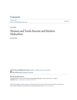 Women and Torah Ancient and Modern Midrashim Janelle Glick