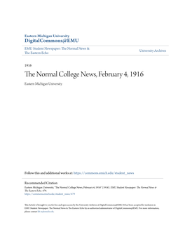The Normal College News, February 4, 1916