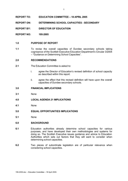 Education Committee – 18 April 2005 Report On