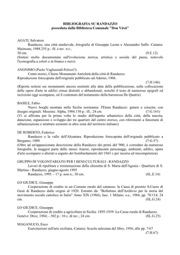 Bibliografia Su Randazzo