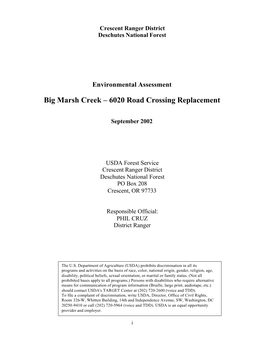 Big Marsh Creek – 6020 Road Crossing Replacement