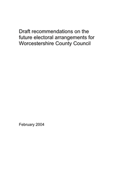 Draft Recommendations on the Future Electoral Arrangements for Worcestershire County Council