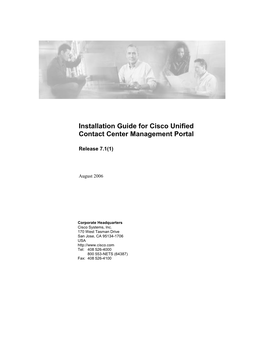 Installation Guide for Cisco Unified Contact Center Management Portal Release 7.1(1)