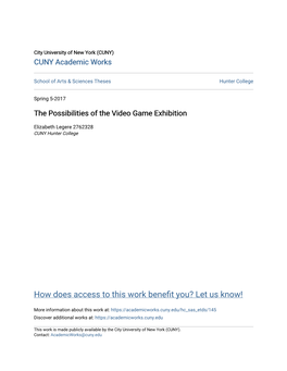 The Possibilities of the Video Game Exhibition