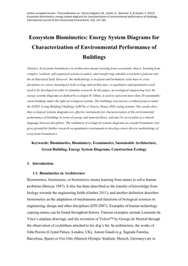 Ecosystem Biomimetics: Energy System Diagrams for Characterization of Environmental Performance of Buildings