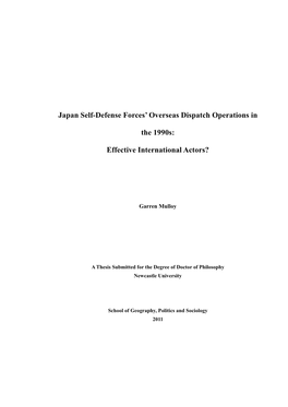 Japan Self-Defense Forces' Overseas Dispatch Operations in The