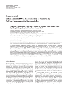 Enhancement of Oral Bioavailability of Puerarin by Polybutylcyanoacrylate Nanoparticles