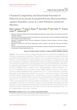 Chemical Composition and Insecticidal Potential of Pulicaria