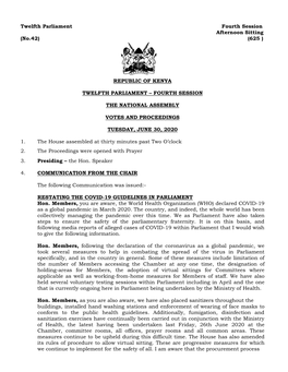 Twelfth Parliament Fourth Session Afternoon Sitting (No.42) (625 )