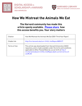 How We Mistreat the Animals We Eat