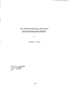 CH2-02: Fault Rocks and Structure As Indicators of Shallow Earthquake