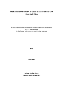 The Radiation Chemistry of Gases at the Interface with Ceramic Oxides