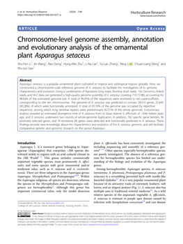 Chromosome-Level Genome Assembly, Annotation and Evolutionary