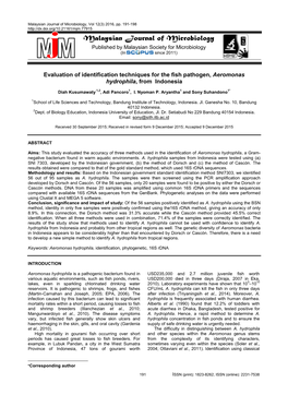 Malaysian Journal of Microbiology, Vol 12(3) 2016, Pp