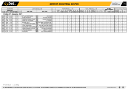 Midweek Basketball Coupon 29/12/2020 09:15 1 / 1