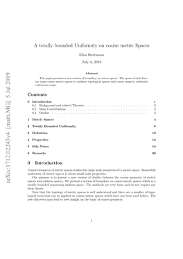 A Totally Bounded Uniformity on Coarse Metric Spaces