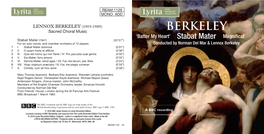 BERKELEY (1903-1989) Sacred Choral Music Berkeley