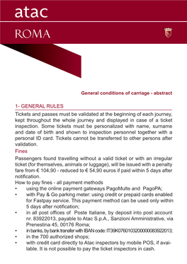 General Conditions of Carriage - Abstract