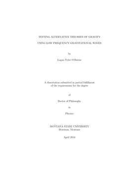 Testing Alternative Theories of Gravity Using Low Frequency Gravitational