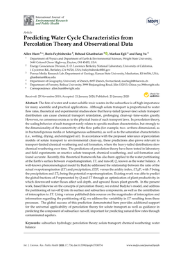 Predicting Water Cycle Characteristics from Percolation Theory and Observational Data