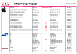 Smartphone Price List Updated : 28/11/2018