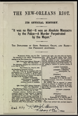 The New-Orleans Riot. Its Official History