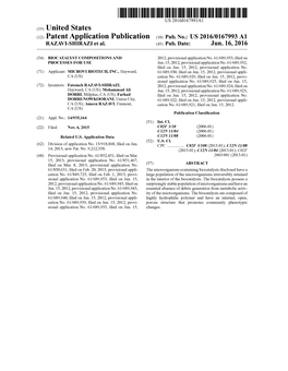 (12) Patent Application Publication (10) Pub. No.: US 2016/0167993 A1 RAZAV-SHRAZI Et Al