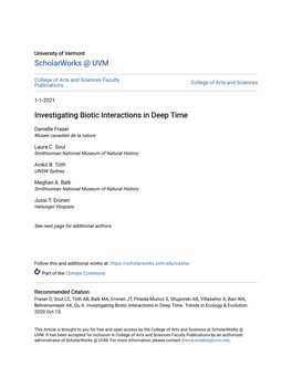 Investigating Biotic Interactions in Deep Time