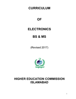 Curriculum of Electronics Bs & Ms