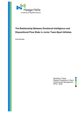 The Relationship Between Emotional Intelligence and Dispositional Flow State in Junior Team-Sport Athletes