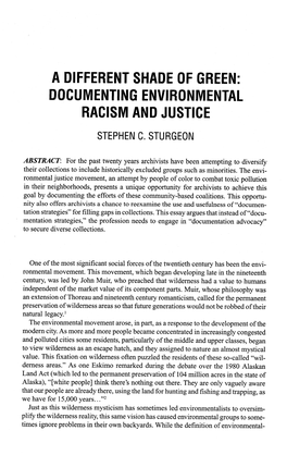 Documenting Environmental Racism and Justice Stephen C.Sturgeon