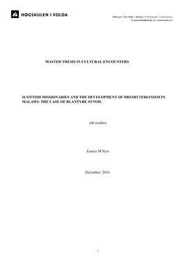 Master Thesis in Cultural Encounters Scottish