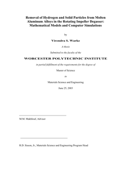 Removal of Hydrogen and Solid Particles from Molten Aluminum Alloys in the Rotating Impeller Degasser: Mathematical Models and Computer Simulations