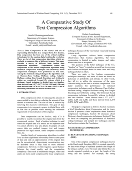 A Comparative Study of Text Compression Algorithms