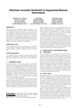 Nonlinear Acoustic Synthesis in Augmented Musical Instruments