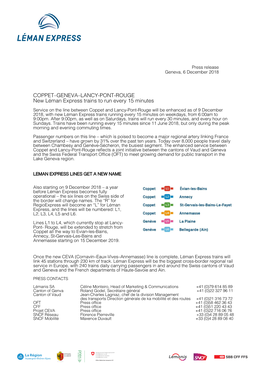 6 December 2018 – New Trains Every 15 Min. Between Coppet and Lancy