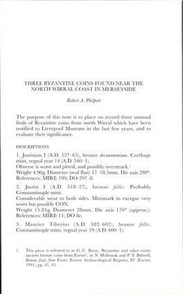 Three Byzantine Coins Found Near the North Wirral Coast in Merseyside
