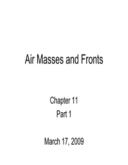 Air Masses and Fronts