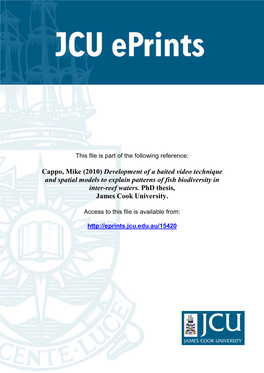 Development of a Baited Video Technique and Spatial Models to Explain Patterns of Fish Biodiversity in Inter-Reef Waters