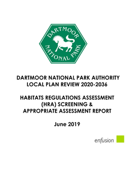 Dartmoor National Park Authority Local Plan Review 2020-2036